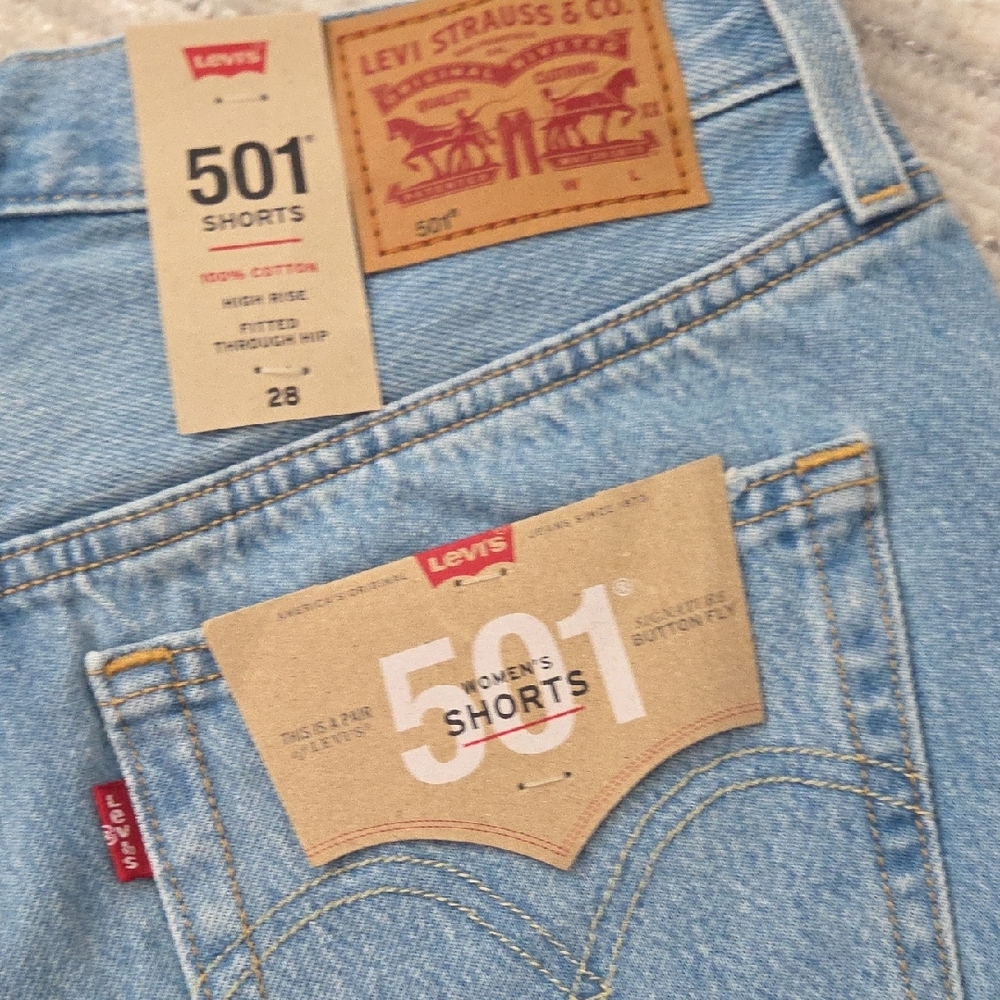 Levi's Light Blue 501 Cutoff Denim Shorts - Picture 3 of 5
